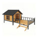 Unique All-Around Iron Frame,Outdoor Large Wooden Cabin House Style Wooden Dog Kennel with Porch- DTY Store