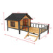 Unique All-Around Iron Frame,Outdoor Large Wooden Cabin House Style Wooden Dog Kennel with Porch - DTY Store