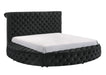 Unique Round Plush Black Velvet Button-Tufted Detailing Storage Bed King Size Black 2x Nightstands Wooden Bedroom Furniture 3pc Set Default -DTYStore