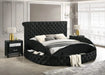 Unique Round Plush Black Velvet Button-Tufted Detailing Storage Bed Queen Size Black 2x Nightstands Wooden Bedroom Furniture 3pc Set Default -DTYStore