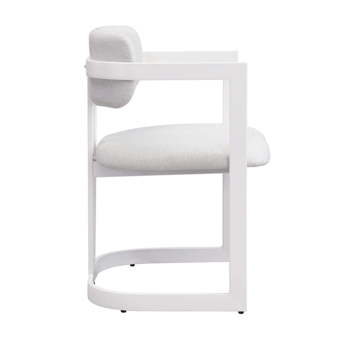 Upholstered Dining Chairs Set of 2, Fabric Armchairs with Beige Seating White Metal Frame, 265 LBS Weight Capacity Default -DTYStore