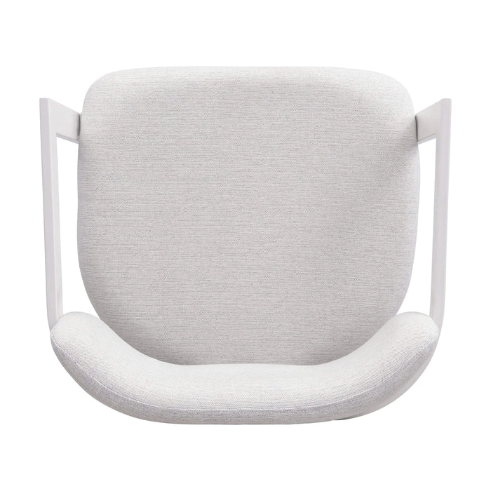 Upholstered Dining Chairs Set of 2, Fabric Armchairs with Beige Seating White Metal Frame, 265 LBS Weight Capacity Default -DTYStore