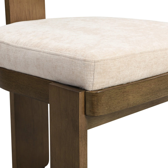 Upholstered Dining Chairs Set of 2, Fabric Side Chairs with Beige Seating Light Brown Solid Rubber Wood Legs, 330 LBS Weight Capacity Default -DTYStore