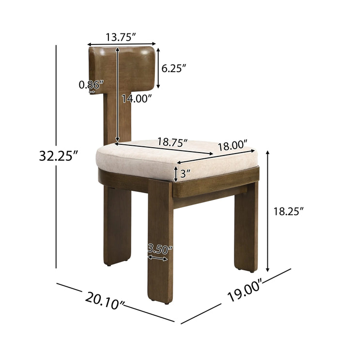 Upholstered Dining Chairs Set of 2, Fabric Side Chairs with Beige Seating Light Brown Solid Rubber Wood Legs, 330 LBS Weight Capacity Default -DTYStore