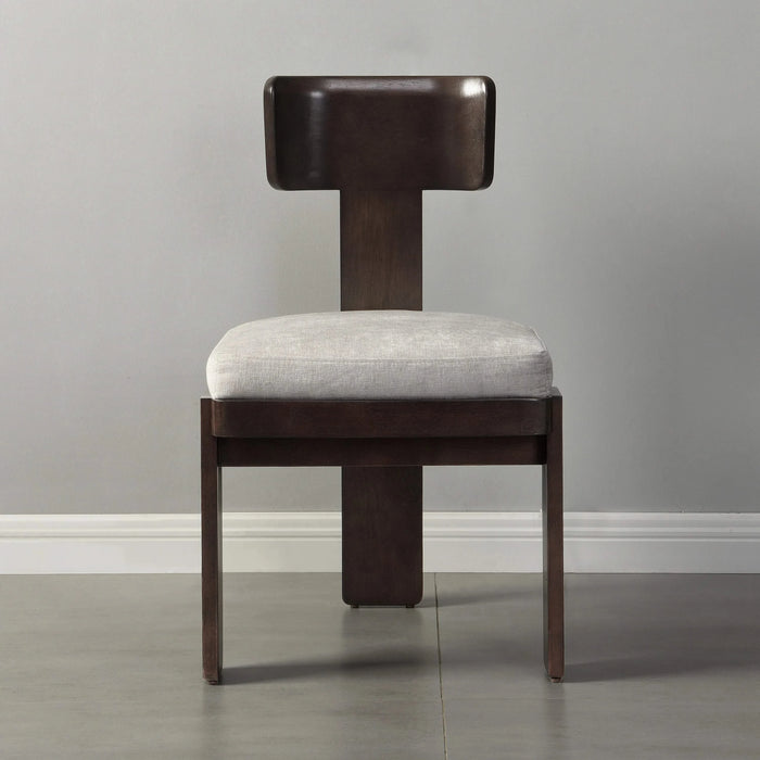 Upholstered Dining Chairs Set of 2, Fabric Side Chairs with Gray Seating Dark Brown Solid Rubber Wood Legs, 330 LBS Weight Capacity Default -DTYStore