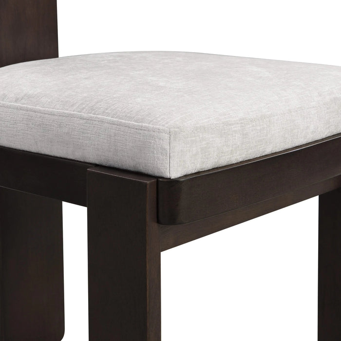 Upholstered Dining Chairs Set of 2, Fabric Side Chairs with Gray Seating Dark Brown Solid Rubber Wood Legs, 330 LBS Weight Capacity Default -DTYStore