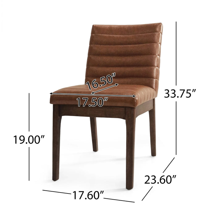 Upholstered Dining Chairs with Rubber Legs, Set of 2,Cognac Brown Default -DTYStore