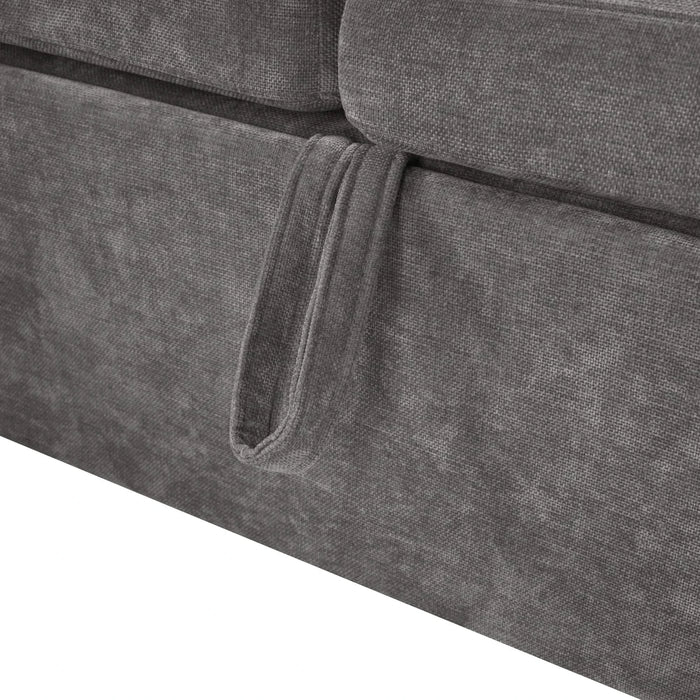 Upholstered L-shaped Sectional Sofa Bed with Sleeper and Storage, Gray Chenille, 81.9' Default -DTYStore