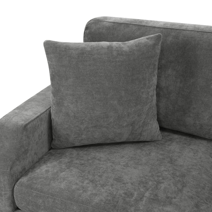 Upholstered L-shaped Sectional Sofa Bed with Sleeper and Storage, Gray Chenille, 81.9' Default -DTYStore