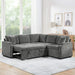 Upholstered L-shaped Sectional Sofa Bed with Sleeper and Storage, Gray Chenille, 81.9' Default -DTYStore