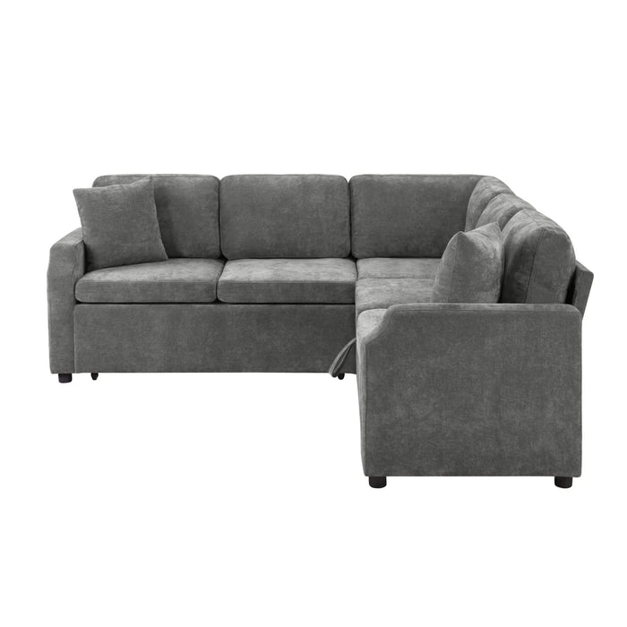 Upholstered L-shaped Sectional Sofa Bed with Sleeper and Storage, Gray Chenille, 81.9' Default -DTYStore