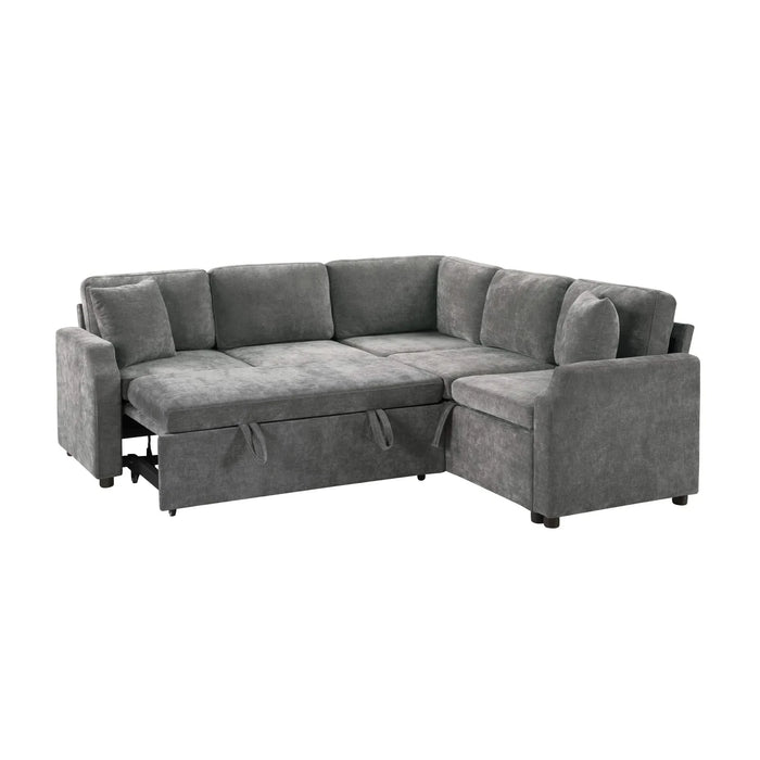 Upholstered L-shaped Sectional Sofa Bed with Sleeper and Storage, Gray Chenille, 81.9' Default -DTYStore