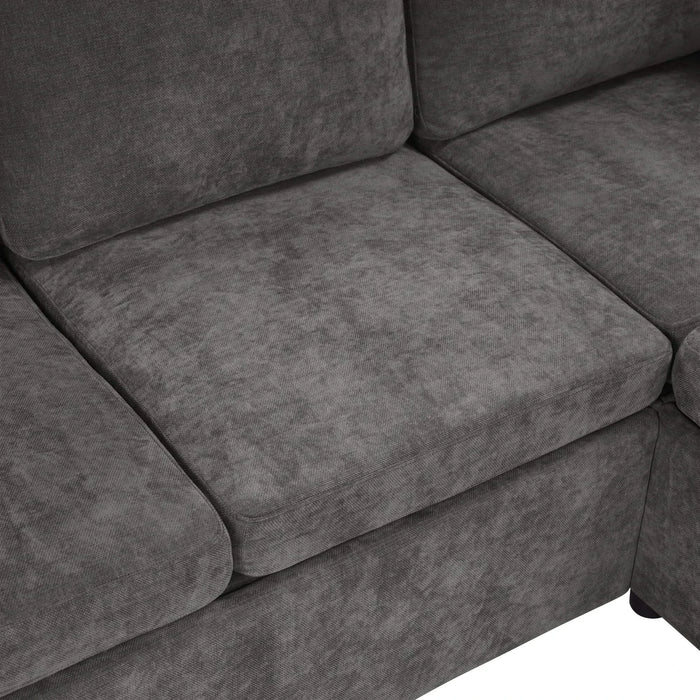 Upholstered L-shaped Sectional Sofa Bed with Sleeper and Storage, Gray Chenille, 81.9' Default -DTYStore