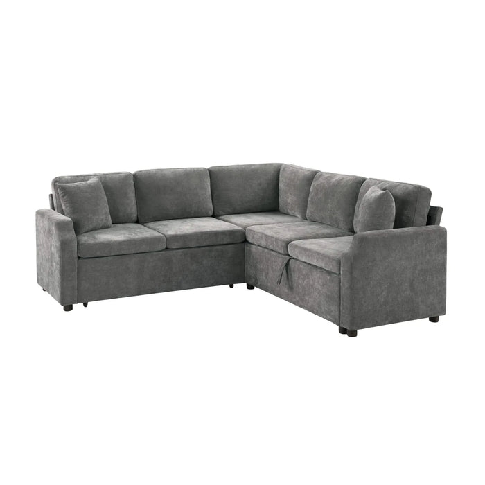 Upholstered L-shaped Sectional Sofa Bed with Sleeper and Storage, Gray Chenille, 81.9' Default -DTYStore
