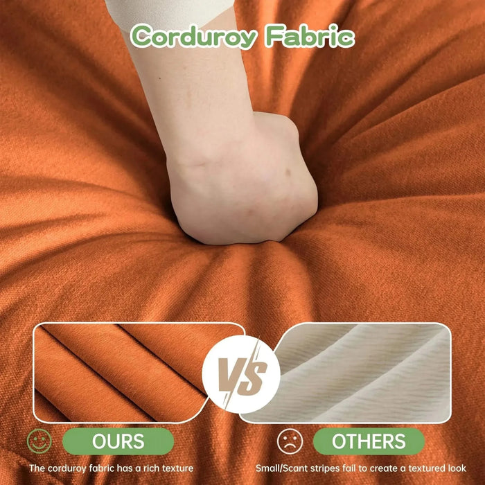 Upholstered Slipcovered Armchair with Ottoman, Deep Seat Wide Ottoman Armchair Set Orange -DTYStore