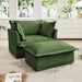 Upholstered Slipcovered Armchair with Ottoman, Deep Seat Wide Ottoman Armchair Set Green -DTYStore