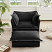Upholstered Slipcovered Armchair with Ottoman, Deep Seat Wide Ottoman Armchair Set Black -DTYStore