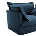 Upholstered Slipcovered Armchair with Ottoman, Deep Seat Wide Ottoman Armchair Set Blue -DTYStore
