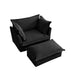 Upholstered Slipcovered Armchair with Ottoman, Deep Seat Wide Ottoman Armchair Set Black -DTYStore