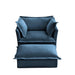 Upholstered Slipcovered Armchair with Ottoman, Deep Seat Wide Ottoman Armchair Set Blue -DTYStore
