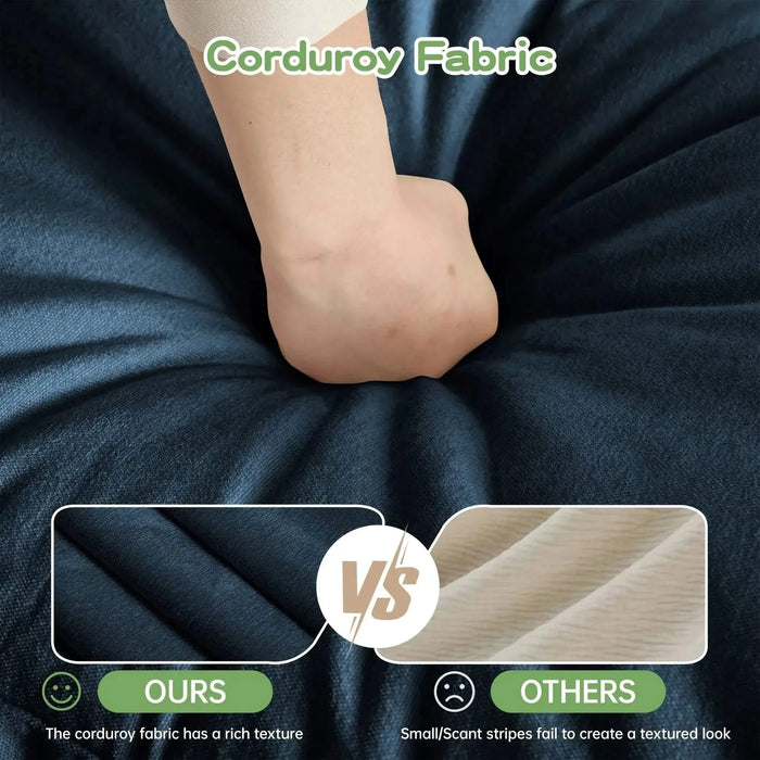 Upholstered Slipcovered Armchair with Ottoman, Deep Seat Wide Ottoman Armchair Set Blue -DTYStore