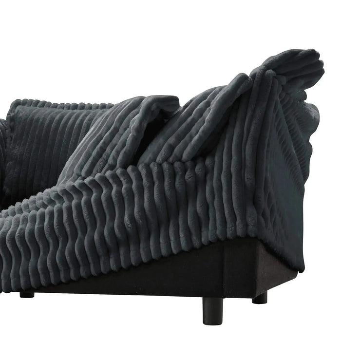 Upholstered Slipcovered Armchair with Ottoman, Deep Seat Armchair W/ Wide Ottoman for Living Room, Armchair Sets with Large Soft Pillows(Set of 2)Corduroy Fabric Gray -DTYStore