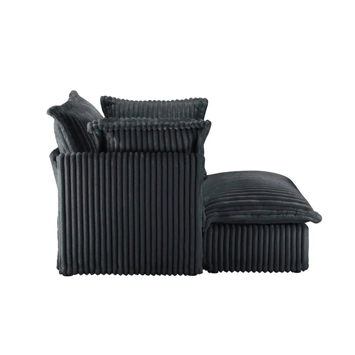 Upholstered Slipcovered Armchair with Ottoman, Deep Seat Armchair W/ Wide Ottoman for Living Room, Armchair Sets with Large Soft Pillows(Set of 2)Corduroy Fabric Gray -DTYStore