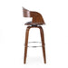 Upholstered Swivel Barstool with Wood Frame and Chrome Footrest, Walnut and Black Default -DTYStore