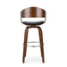 Upholstered Swivel Barstool with Wood Frame and Chrome Footrest, Walnut and Black Default -DTYStore