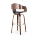 Upholstered Swivel Barstool with Wood Frame and Chrome Footrest, Walnut and Black Default -DTYStore
