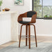 Upholstered Swivel Barstool with Wood Frame and Chrome Footrest, Walnut and Black Default -DTYStore
