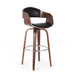 Upholstered Swivel Barstool with Wood Frame and Chrome Footrest, Walnut and Black Default -DTYStore