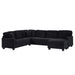 Upholstered U-shaped Sectional Sofa with Movable Ottoman and Side Storage Pockets in Black Corduroy, 125.2 inches Default -DTYStore