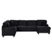 Upholstered U-shaped Sectional Sofa with Movable Ottoman and Side Storage Pockets in Black Corduroy, 125.2 inches Default -DTYStore