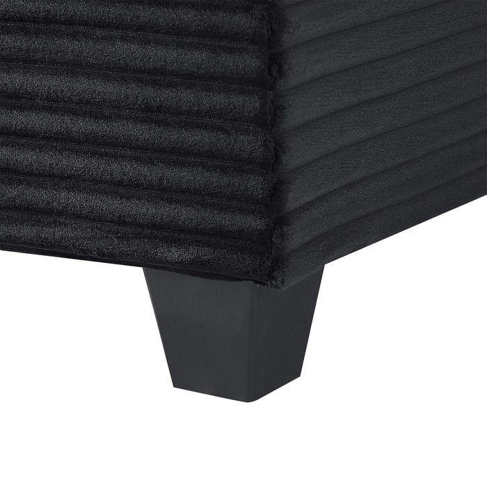 Upholstered U-shaped Sectional Sofa with Movable Ottoman and Side Storage Pockets in Black Corduroy, 125.2 inches Default -DTYStore