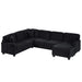 Upholstered U-shaped Sectional Sofa with Movable Ottoman and Side Storage Pockets in Black Corduroy, 125.2 inches Default -DTYStore