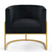 Upholstered Velvet Accent Chair with Golden Metal Stand, Mid-Century Curve Backrest Black -DTYStore