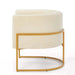 Upholstered Velvet Accent Chair with Golden Metal Stand, Mid-Century Curve Backrest Cream -DTYStore
