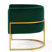 Upholstered Velvet Accent Chair with Golden Metal Stand, Mid-Century Curve Backrest Emerald (Jade) -DTYStore