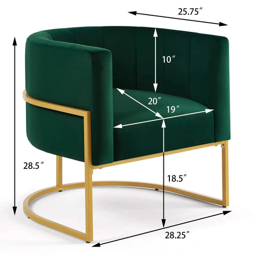 Upholstered Velvet Accent Chair with Golden Metal Stand, Mid-Century Curve Backrest Emerald (Jade) -DTYStore