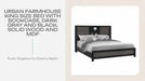 Urban Farmhouse King Size Bed with Bookcase, Dark Gray and Black, Solid Wood and MDF #random_id#-DTYStore