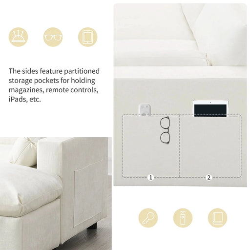 [VIDEO]86.5'' Chenille Modular Sectional Sofa with Storage Pockets, 5 Seat U Shaped Couch Set with Pillows,Free Combination,Modern Cloud Sofa with 2 Movable Ottoman for Living Room,Apartment,3 Colors Default -DTYStore