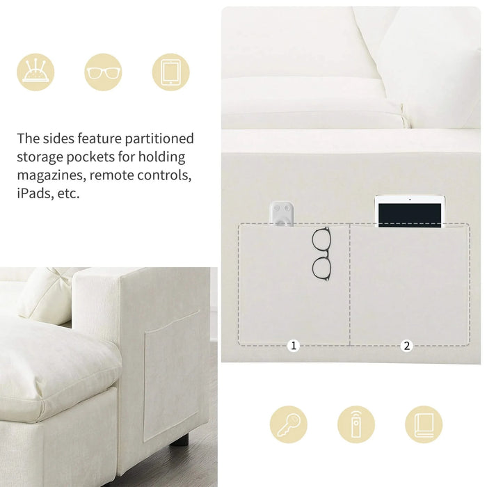 [VIDEO]86.5'' Chenille Modular Sectional Sofa with Storage Pockets, 5 Seat U Shaped Couch Set with Pillows,Free Combination,Modern Cloud Sofa with 2 Movable Ottoman for Living Room,Apartment,3 Colors Default -DTYStore