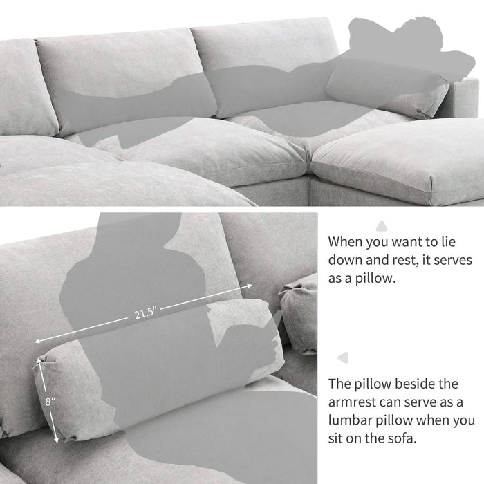 [VIDEO]86.5'' Chenille Modular Sectional Sofa with Storage Pockets, 5 Seat U Shaped Couch Set with Pillows,Free Combination,Modern Cloud Sofa with 2 Movable Ottoman for Living Room,Apartment,3 Colors Default -DTYStore