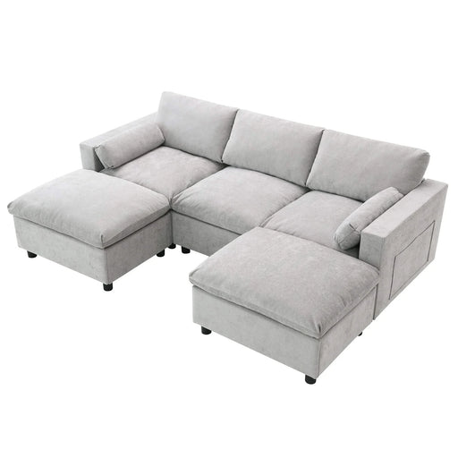 [VIDEO]86.5'' Chenille Modular Sectional Sofa with Storage Pockets, 5 Seat U Shaped Couch Set with Pillows,Free Combination,Modern Cloud Sofa with 2 Movable Ottoman for Living Room,Apartment,3 Colors Default -DTYStore