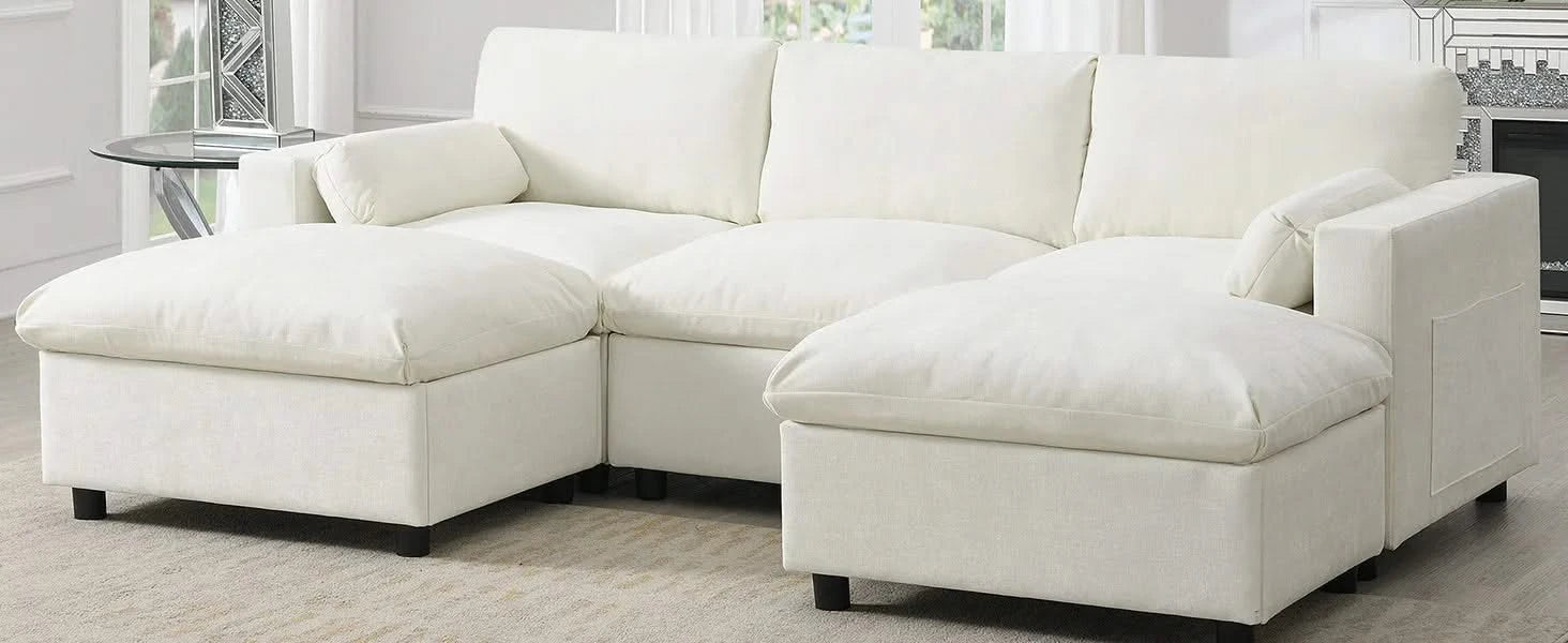 [VIDEO]86.5'' Chenille Modular Sectional Sofa with Storage Pockets, 5 Seat U Shaped Couch Set with Pillows,Free Combination,Modern Cloud Sofa with 2 Movable Ottoman for Living Room,Apartment,3 Colors Default -DTYStore