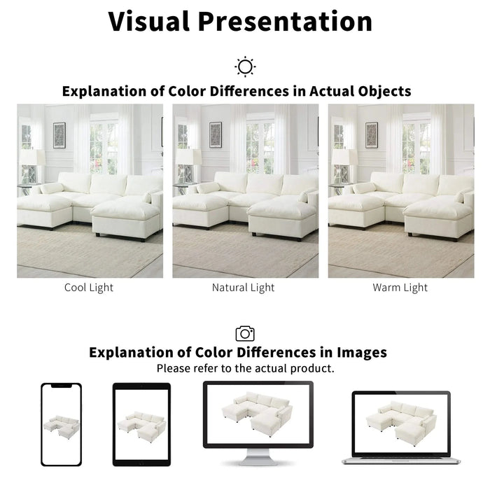 [VIDEO]86.5'' Chenille Modular Sectional Sofa with Storage Pockets, 5 Seat U Shaped Couch Set with Pillows,Free Combination,Modern Cloud Sofa with 2 Movable Ottoman for Living Room,Apartment,3 Colors Default -DTYStore