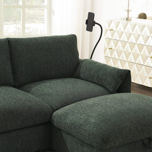 [VIDEO+NEW]96.5'' Chenille Sectional Sofa with Storage Ottoman and Pockets,Adjustable Phone Holder,Wide Seat,4 Seat L Shaped Couch Set,Comfy Sofa with USB Charger for Living Room,Apartment,3 Colors Default -DTYStore