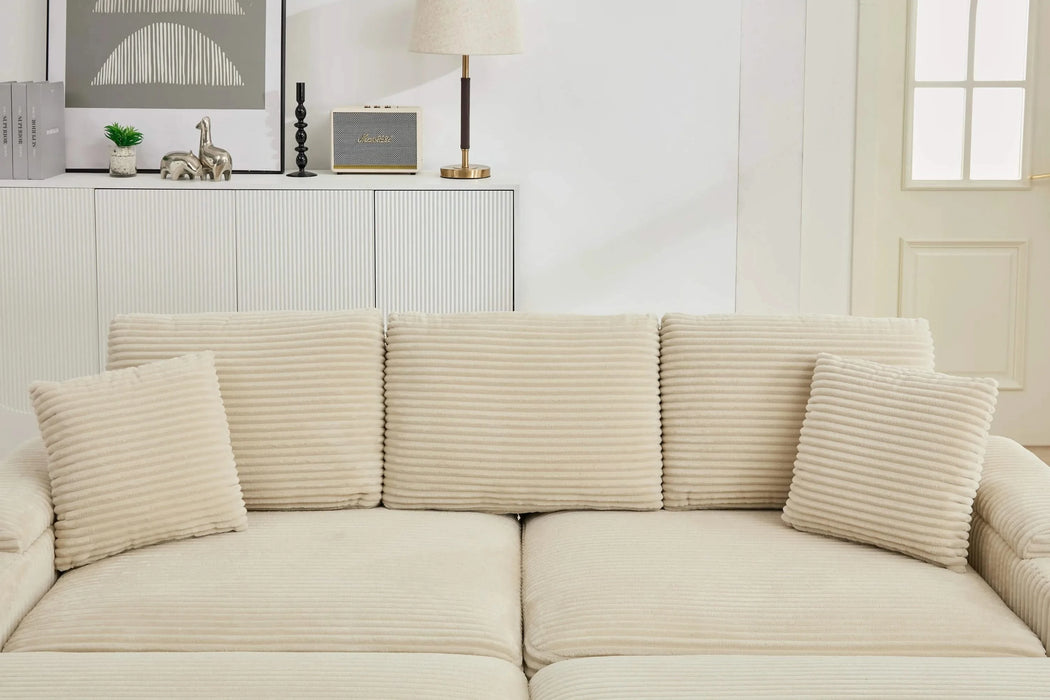 [VIDEO/New]Combination Modular Convertible Sectional Sofa Bed Set,Armrest storage, Stainless steel cup holder, USB, Upholstered Sofa, Deep Seat, Living Room, Loft, Apartment, Office, 2 Colors Default -DTYStore