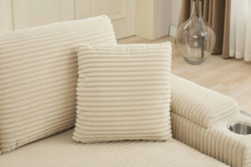 [VIDEO/New]Combination Modular Convertible Sectional Sofa Bed Set,Armrest storage, Stainless steel cup holder, USB, Upholstered Sofa, Deep Seat, Living Room, Loft, Apartment, Office, 2 Colors Default -DTYStore